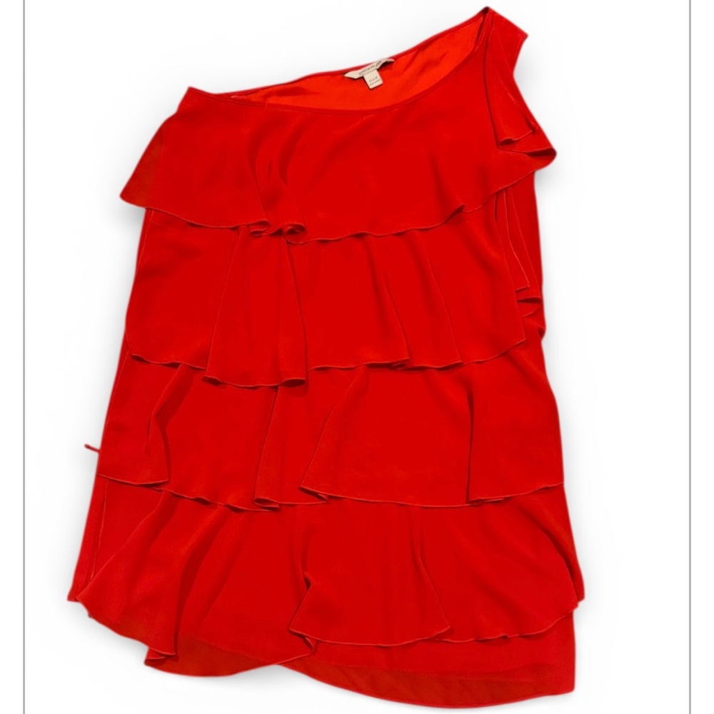 Boston Proper One-Shoulder Ruffle Dress in Red, Medium - Picture 7 of 7